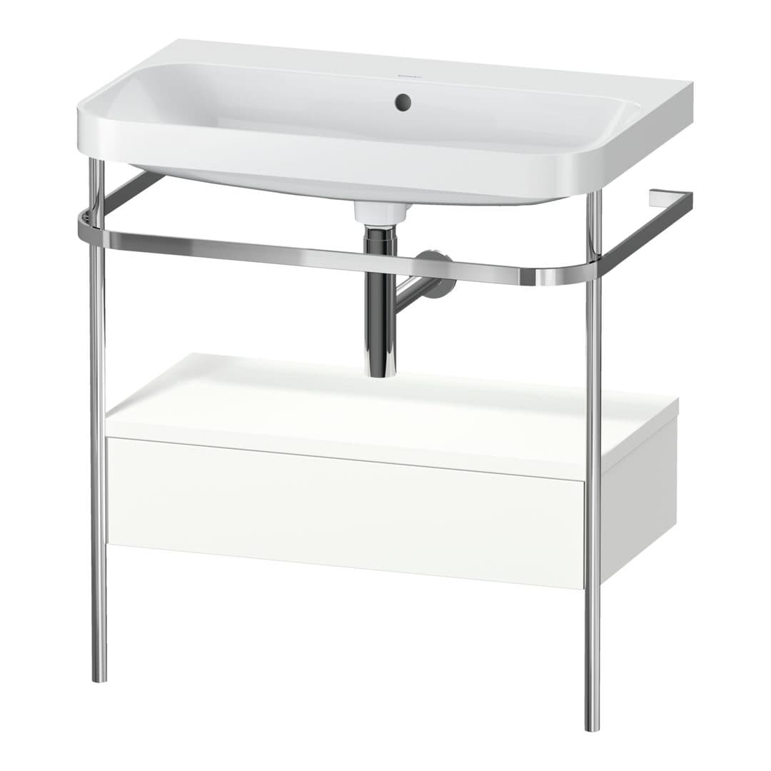 Duravit Happy D.2 – Βάση Νιπτήρα – 775 mm, με νιπτήρα, με συρτάρι, 1 συρτάρι, νιπτήρας κέντρο, έκδοση N, μοντέλο HP4842 – White Satin Matt, Lacquer (HP4842N3636)