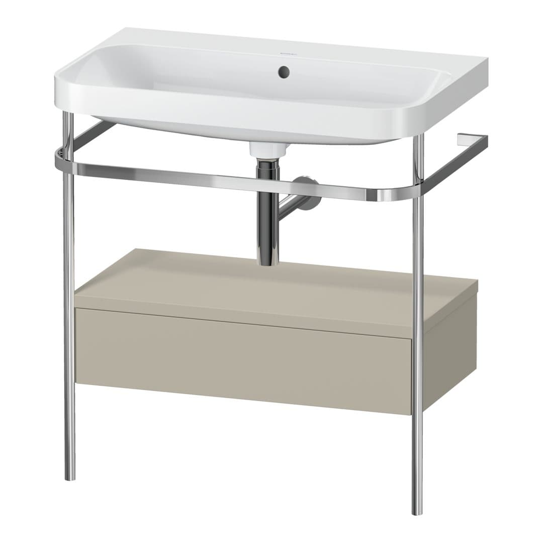 Duravit Happy D.2 – Βάση Νιπτήρα – 775 mm, με νιπτήρα, με συρτάρι, 1 συρτάρι, νιπτήρας κέντρο, έκδοση N, μοντέλο HP4842 – Taupe Satin Matt, Lacquer (HP4842N6060)