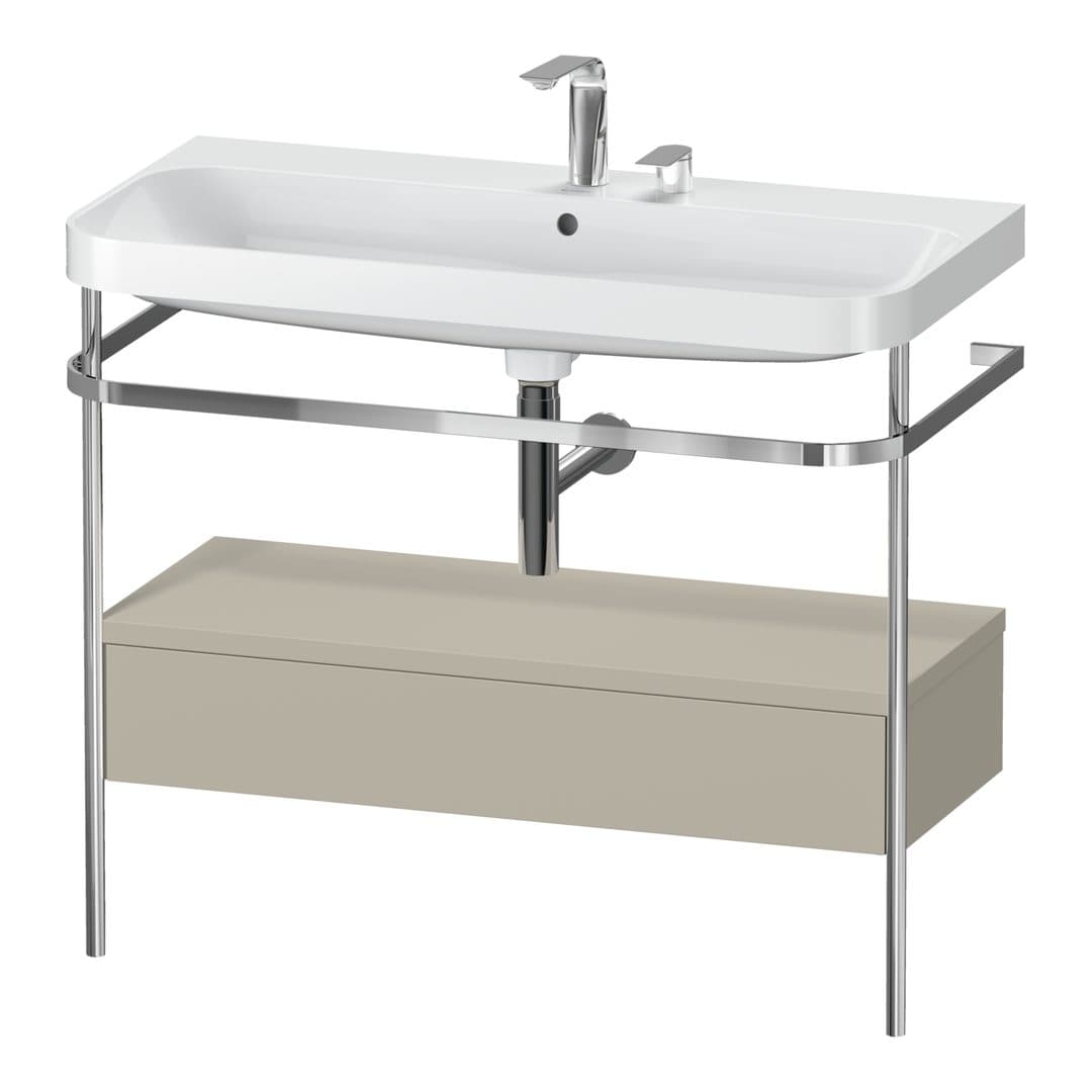 Duravit Happy D.2 – Βάση Νιπτήρα – 975 mm, με νιπτήρα, με συρτάρι, 1 συρτάρι, νιπτήρας κέντρο, έκδοση E, μοντέλο HP4843 – Taupe Satin Matt, Lacquer (HP4843E6060)