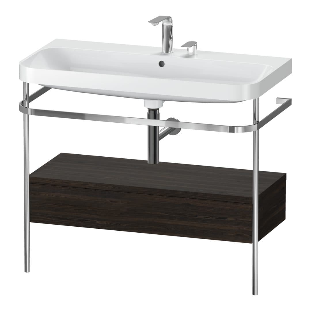 Duravit Happy D.2 – Βάση Νιπτήρα – 975 mm, με νιπτήρα, με συρτάρι, 1 συρτάρι, νιπτήρας κέντρο, έκδοση E, μοντέλο HP4843 – Brushed walnut Matt, Real wood veneer (HP4843E6969)