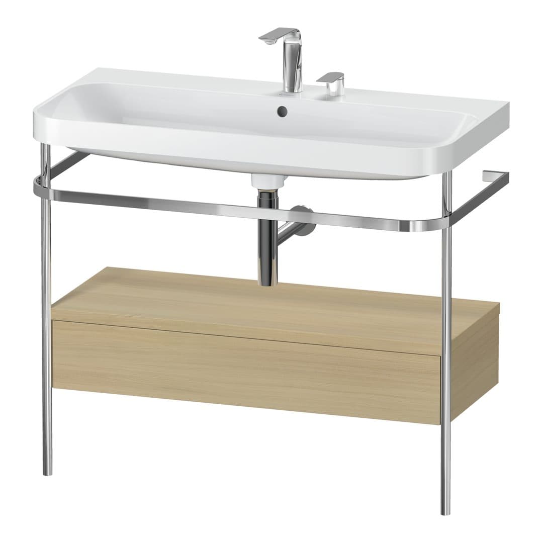 Duravit Happy D.2 – Βάση Νιπτήρα – 975 mm, με νιπτήρα, με συρτάρι, 1 συρτάρι, νιπτήρας κέντρο, έκδοση E, μοντέλο HP4843 – Mediterranean oak Matt, Real wood veneer (HP4843E7171)