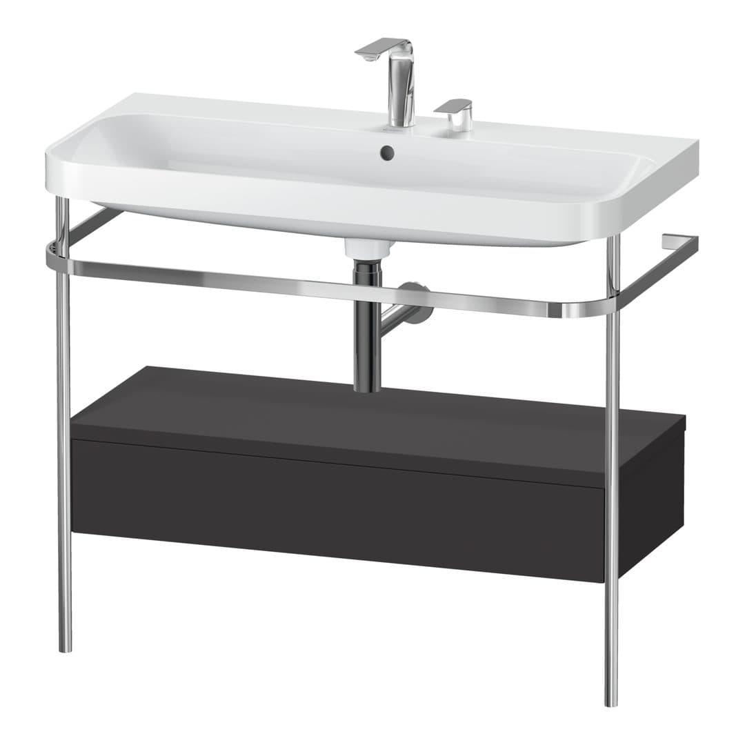 Duravit Happy D.2 – Βάση Νιπτήρα – 975 mm, με νιπτήρα, με συρτάρι, 1 συρτάρι, νιπτήρας κέντρο, έκδοση E, μοντέλο HP4843 – Graphite Super Matt, Decor (HP4843E8080)