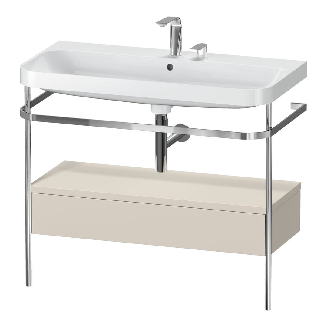 Duravit Happy D.2 – Βάση Νιπτήρα – 975 mm, με νιπτήρα, με συρτάρι, 1 συρτάρι, νιπτήρας κέντρο, έκδοση E, μοντέλο HP4843 – Taupe Super Matt, Decor (HP4843E8383)