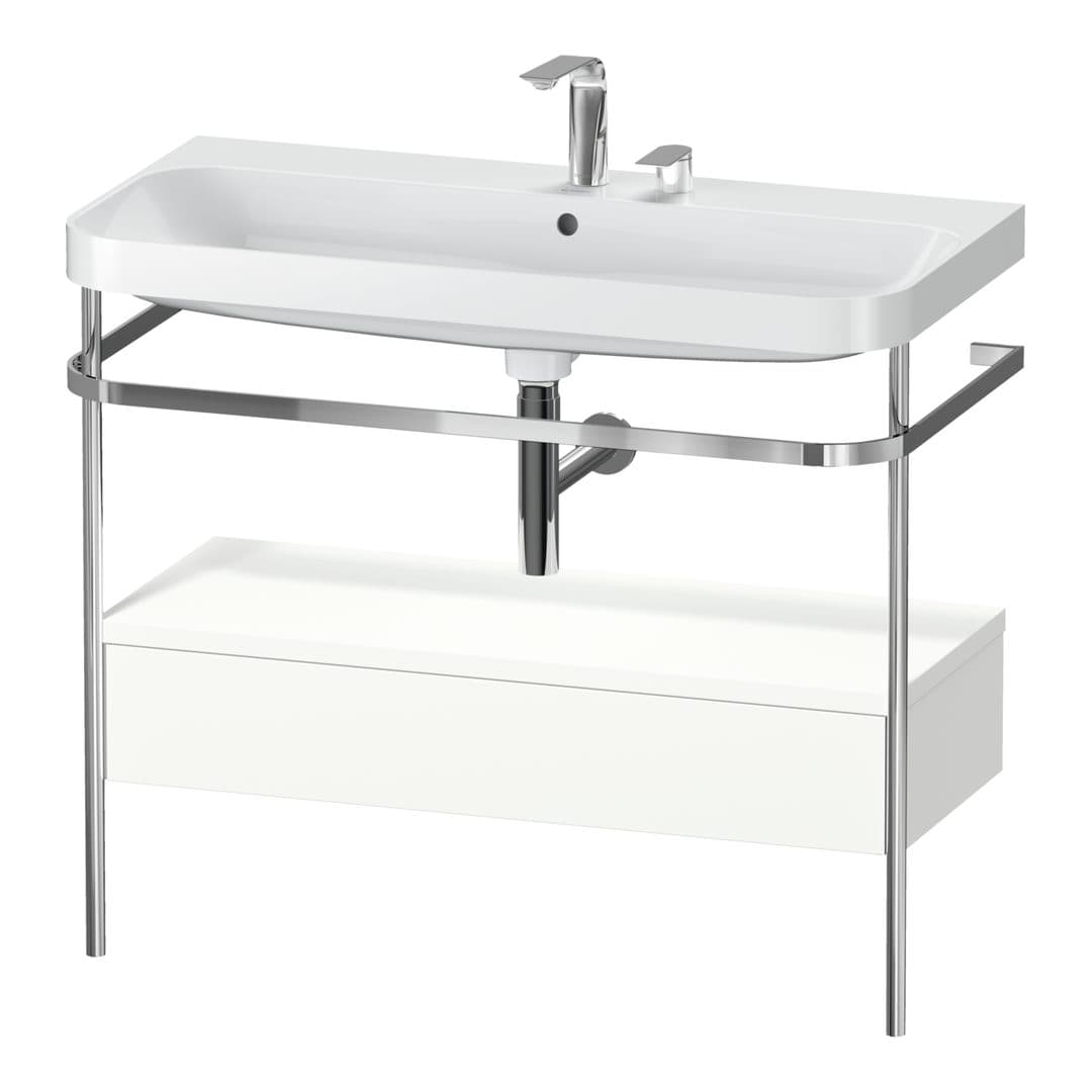 Duravit Happy D.2 – Βάση Νιπτήρα – 975 mm, με νιπτήρα, με συρτάρι, 1 συρτάρι, νιπτήρας κέντρο, έκδοση E, μοντέλο HP4843 – White Super Matt, Decor (HP4843E8484)