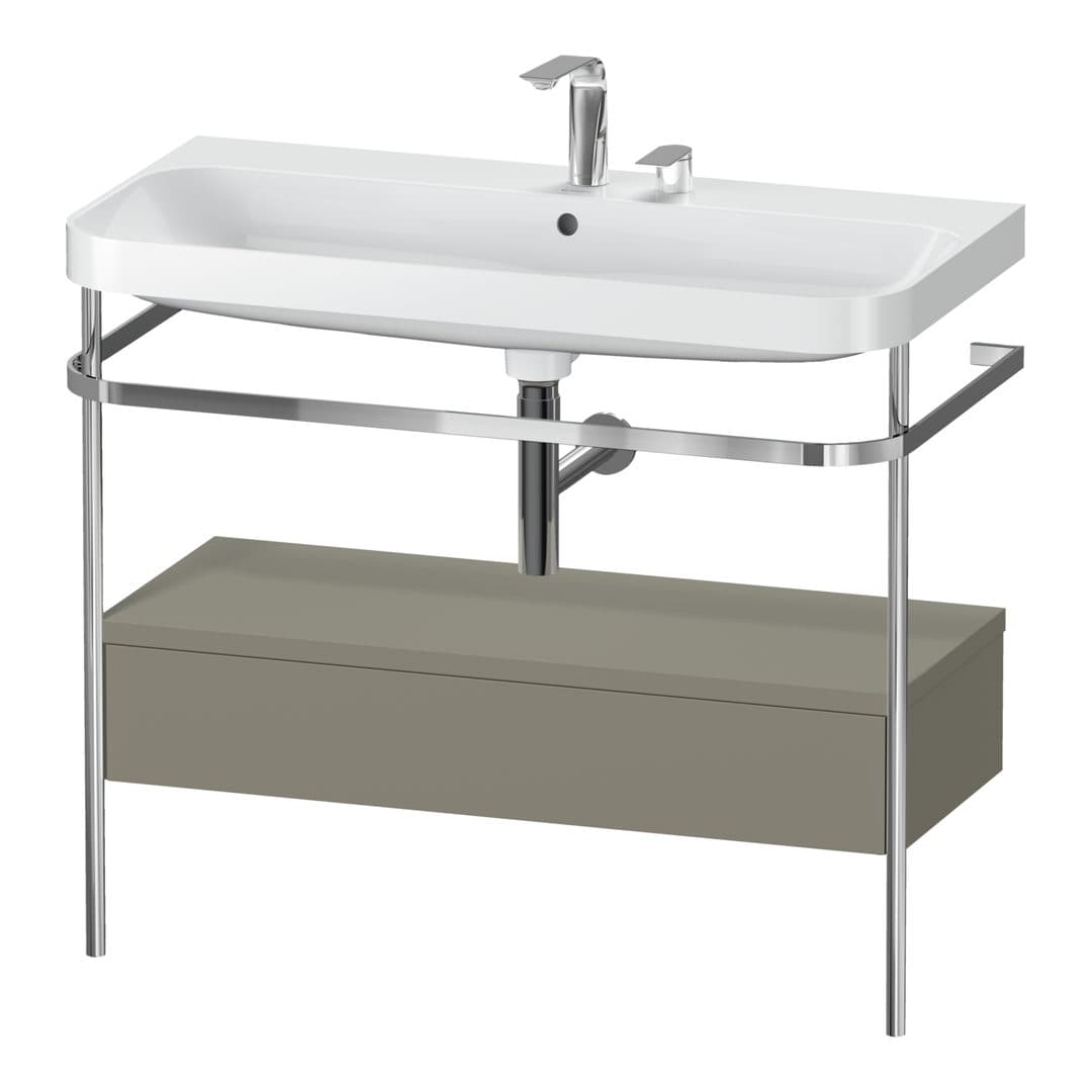 Duravit Happy D.2 – Βάση Νιπτήρα – 975 mm, με νιπτήρα, με συρτάρι, 1 συρτάρι, νιπτήρας κέντρο, έκδοση E, μοντέλο HP4843 – Stone grey Satin Matt, Lacquer (HP4843E9292)