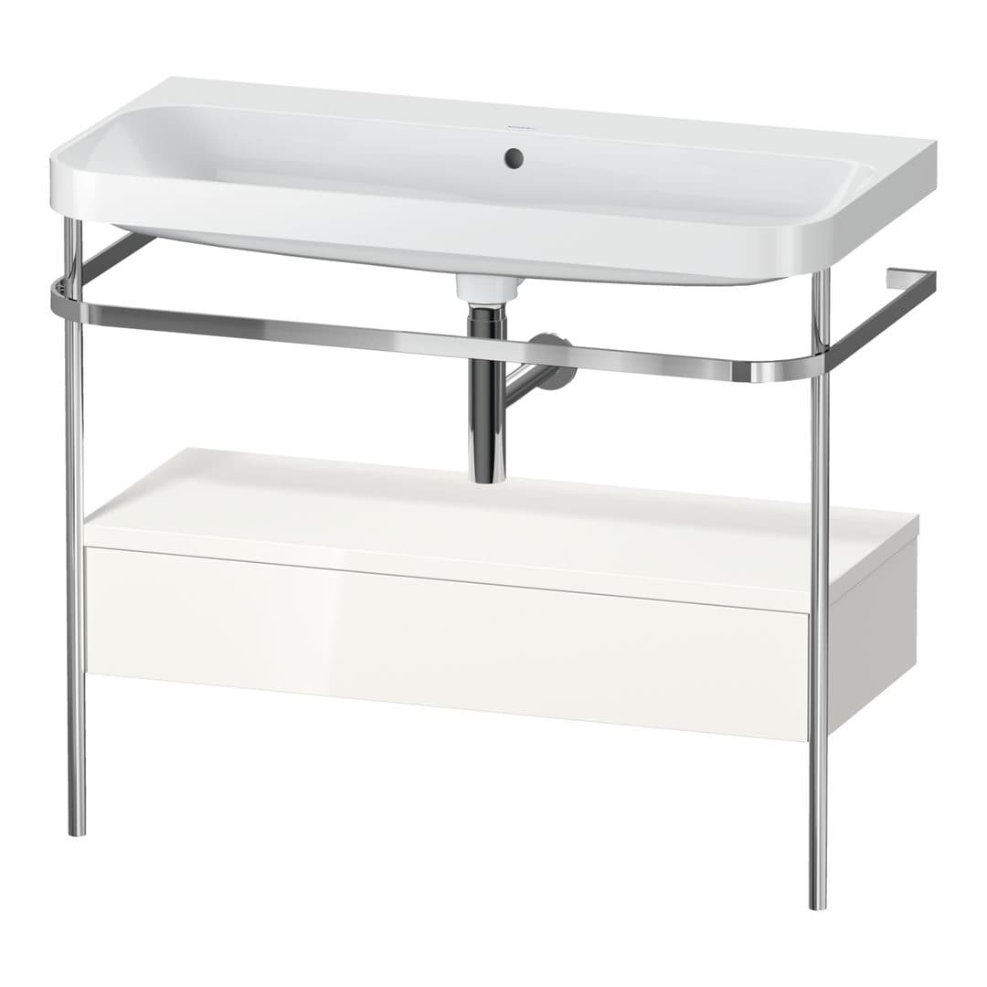 Duravit Happy D.2 – Βάση Νιπτήρα – 975 mm, με νιπτήρα, με συρτάρι, 1 συρτάρι, νιπτήρας κέντρο, έκδοση N, μοντέλο HP4843 – White High Gloss, Decor (HP4843N2222)