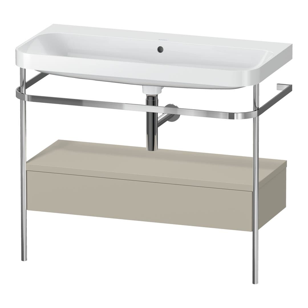 Duravit Happy D.2 – Βάση Νιπτήρα – 975 mm, με νιπτήρα, με συρτάρι, 1 συρτάρι, νιπτήρας κέντρο, έκδοση N, μοντέλο HP4843 – Taupe Satin Matt, Lacquer (HP4843N6060)
