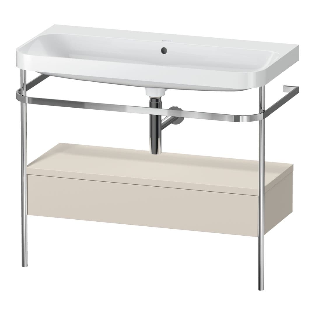 Duravit Happy D.2 – Βάση Νιπτήρα – 975 mm, με νιπτήρα, με συρτάρι, 1 συρτάρι, νιπτήρας κέντρο, έκδοση N, μοντέλο HP4843 – Taupe Super Matt, Decor (HP4843N8383)