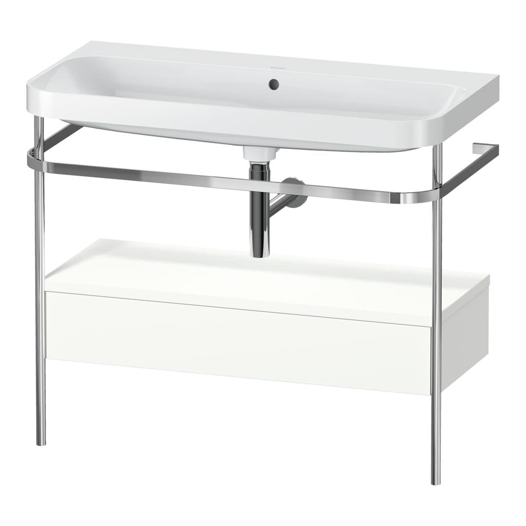Duravit Happy D.2 – Βάση Νιπτήρα – 975 mm, με νιπτήρα, με συρτάρι, 1 συρτάρι, νιπτήρας κέντρο, έκδοση N, μοντέλο HP4843 – White Super Matt, Decor (HP4843N8484)