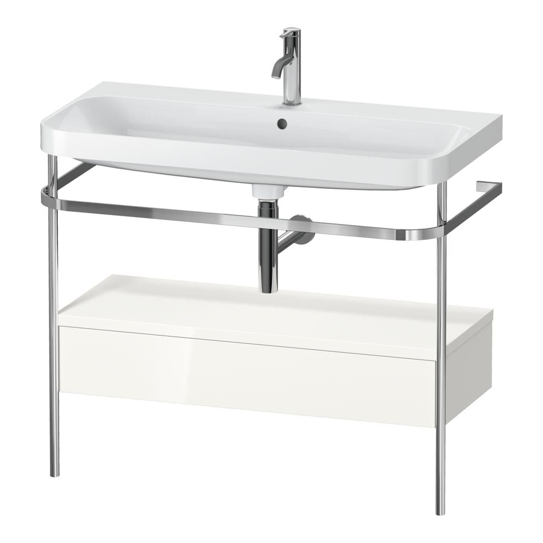 Duravit Happy D.2 – Βάση Νιπτήρα – 975 mm, με νιπτήρα, με συρτάρι, 1 συρτάρι, νιπτήρας κέντρο, έκδοση O, μοντέλο HP4843 – White High Gloss, Decor (HP4843O2222)
