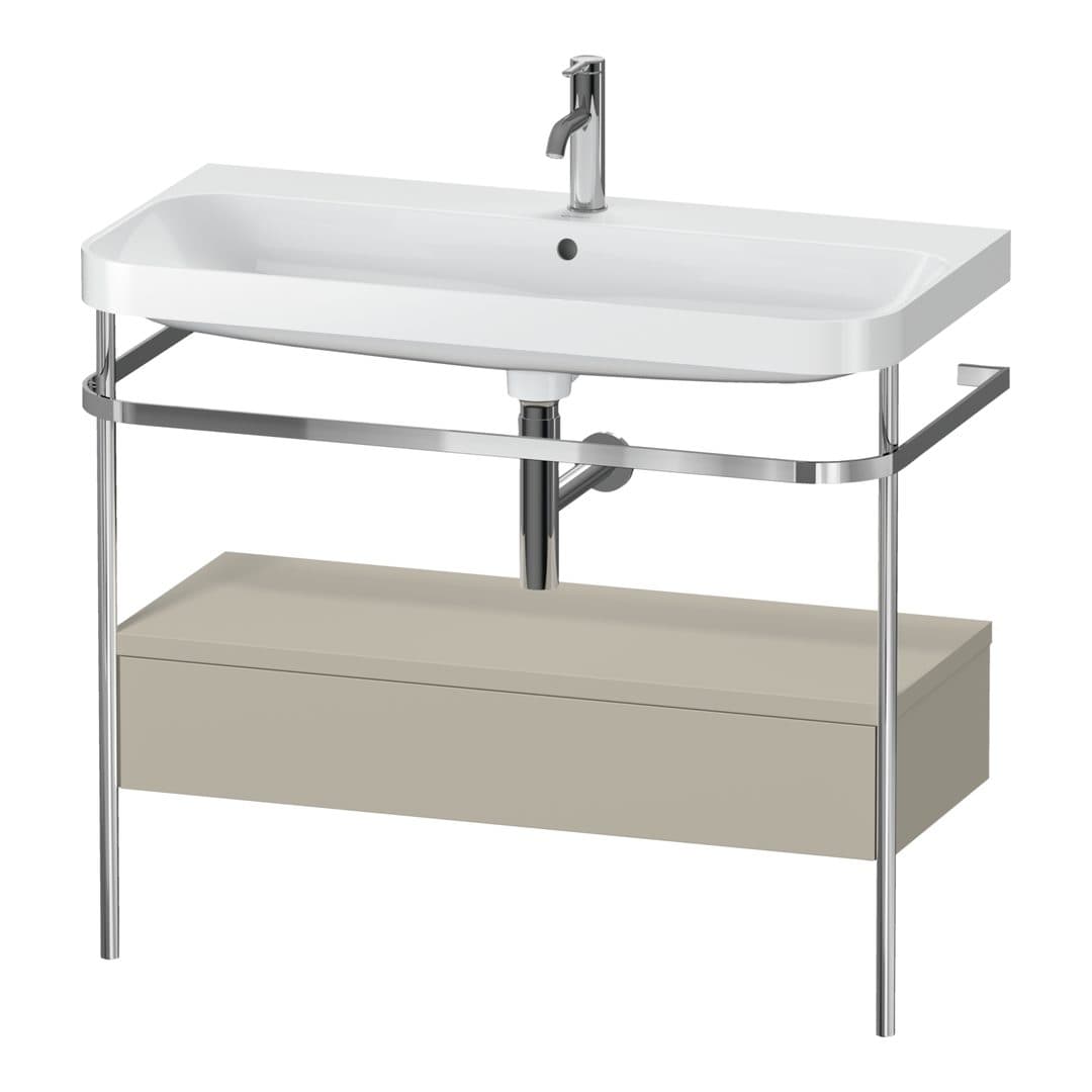 Duravit Happy D.2 – Βάση Νιπτήρα – 975 mm, με νιπτήρα, με συρτάρι, 1 συρτάρι, νιπτήρας κέντρο, έκδοση O, μοντέλο HP4843 – Taupe Satin Matt, Lacquer (HP4843O6060)