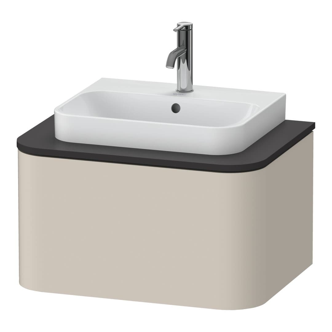 Duravit Happy D.2 – Έπιπλο Νιπτήρα – 650 mm, για κονσόλα, 1 συρτάρι, νιπτήρας κέντρο – Taupe Super Matt, Decor (HP494008383)