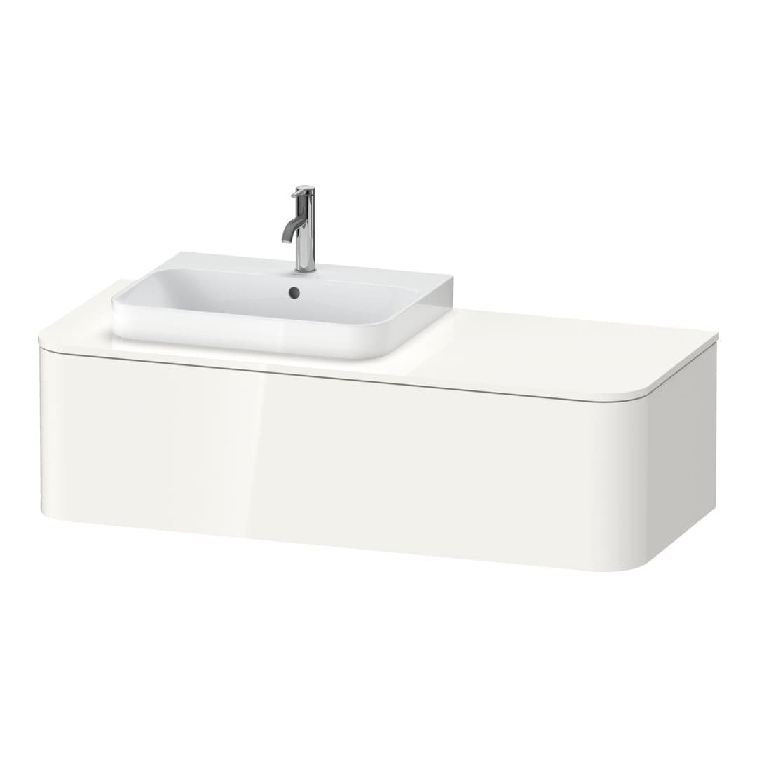 Duravit Happy D.2 – Έπιπλο Νιπτήρα – 1300 mm, για κονσόλα, 1 συρτάρι, νιπτήρας αριστερά – White High Gloss, Decor (HP4942L2222)