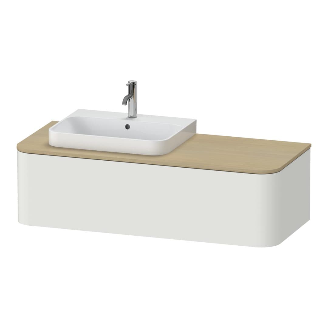 Duravit Happy D.2 – Έπιπλο Νιπτήρα – 1300 mm, για κονσόλα, 1 συρτάρι, νιπτήρας αριστερά – Nordic white Satin Matt, Lacquer (HP4942L3939)