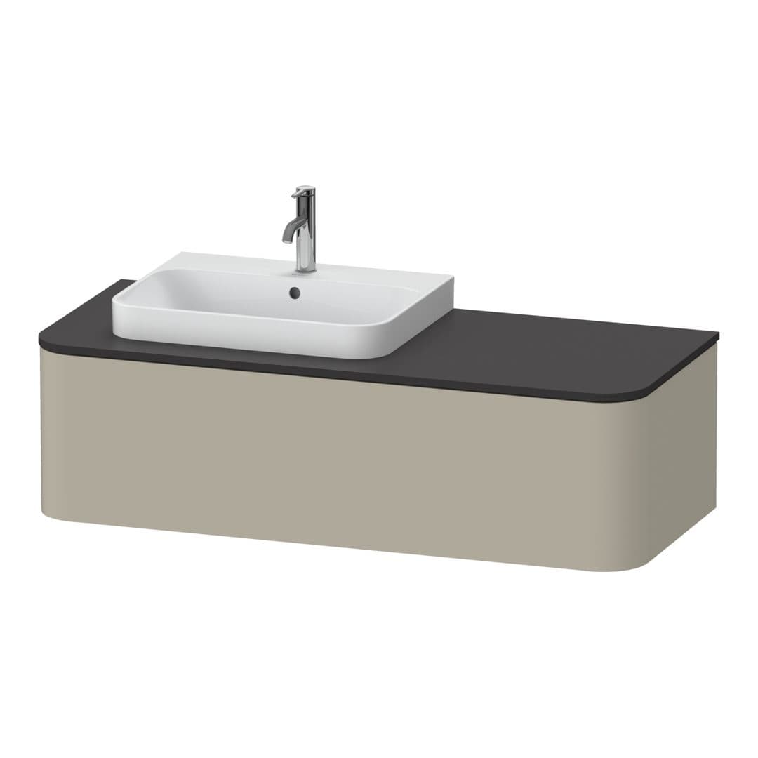 Duravit Happy D.2 – Έπιπλο Νιπτήρα – 1300 mm, για κονσόλα, 1 συρτάρι, νιπτήρας αριστερά – Taupe Satin Matt, Lacquer (HP4942L6060)