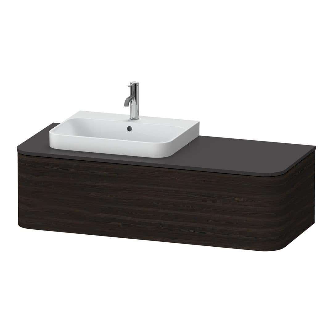 Duravit Happy D.2 – Έπιπλο Νιπτήρα – 1300 mm, για κονσόλα, 1 συρτάρι, νιπτήρας αριστερά – Brushed walnut Matt, Real wood veneer (HP4942L6969)