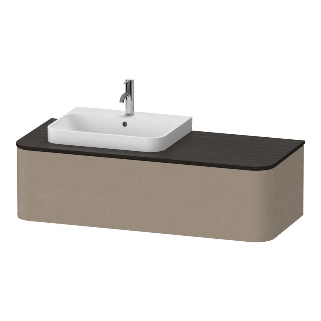Duravit Happy D.2 – Έπιπλο Νιπτήρα – 1300 mm, για κονσόλα, 1 συρτάρι, νιπτήρας αριστερά – Linen Matt, Decor (HP4942L7575)