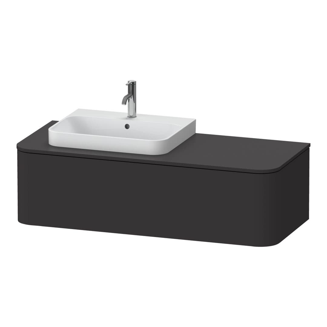 Duravit Happy D.2 – Έπιπλο Νιπτήρα – 1300 mm, για κονσόλα, 1 συρτάρι, νιπτήρας αριστερά – Graphite Super Matt, Decor (HP4942L8080)