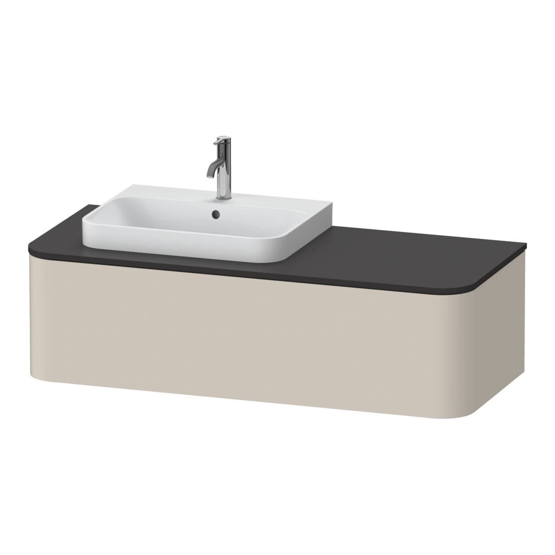 Duravit Happy D.2 – Έπιπλο Νιπτήρα – 1300 mm, για κονσόλα, 1 συρτάρι, νιπτήρας αριστερά – Taupe Super Matt, Decor (HP4942L8383)