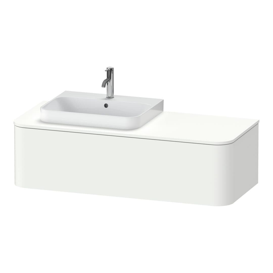 Duravit Happy D.2 – Έπιπλο Νιπτήρα – 1300 mm, για κονσόλα, 1 συρτάρι, νιπτήρας αριστερά – White Super Matt, Decor (HP4942L8484)
