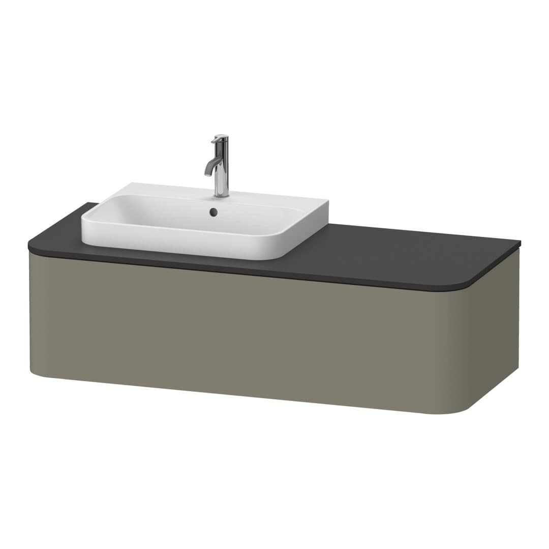 Duravit Happy D.2 – Έπιπλο Νιπτήρα – 1300 mm, για κονσόλα, 1 συρτάρι, νιπτήρας αριστερά – Stone grey Satin Matt, Lacquer (HP4942L9292)