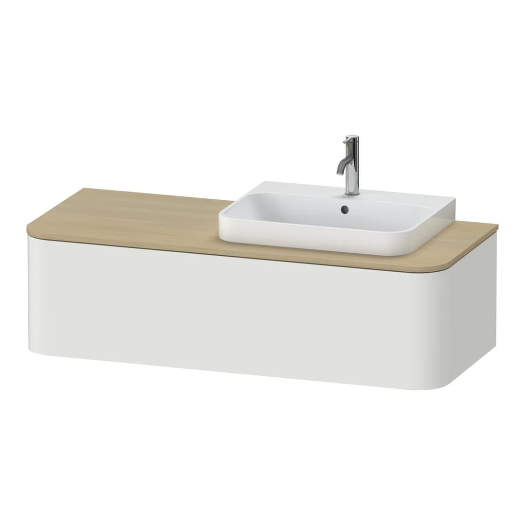 Duravit Happy D.2 – Έπιπλο Νιπτήρα – 1300 mm, για κονσόλα, 1 συρτάρι, νιπτήρας δεξιά – Nordic white Satin Matt, Lacquer (HP4942R3939)