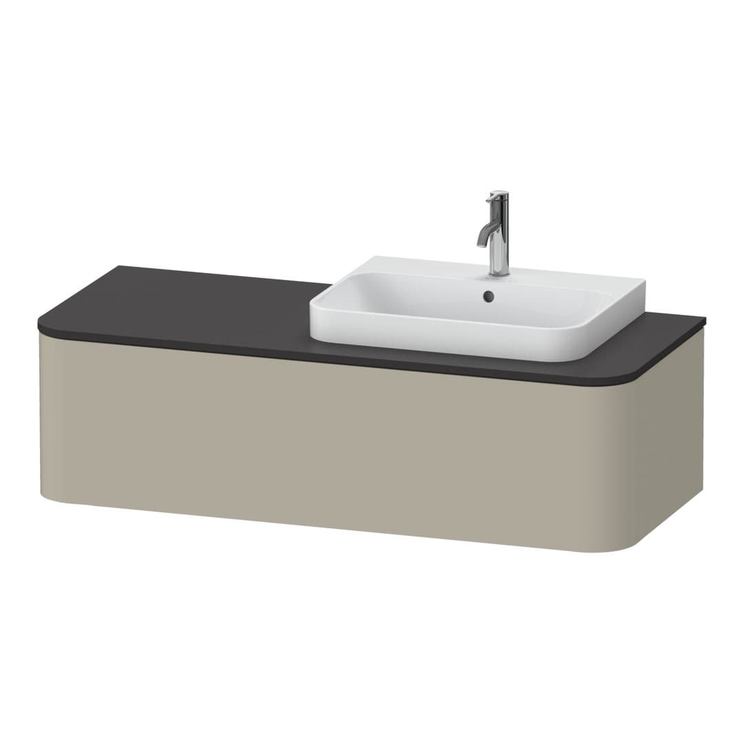 Duravit Happy D.2 – Έπιπλο Νιπτήρα – 1300 mm, για κονσόλα, 1 συρτάρι, νιπτήρας δεξιά – Taupe Satin Matt, Lacquer (HP4942R6060)