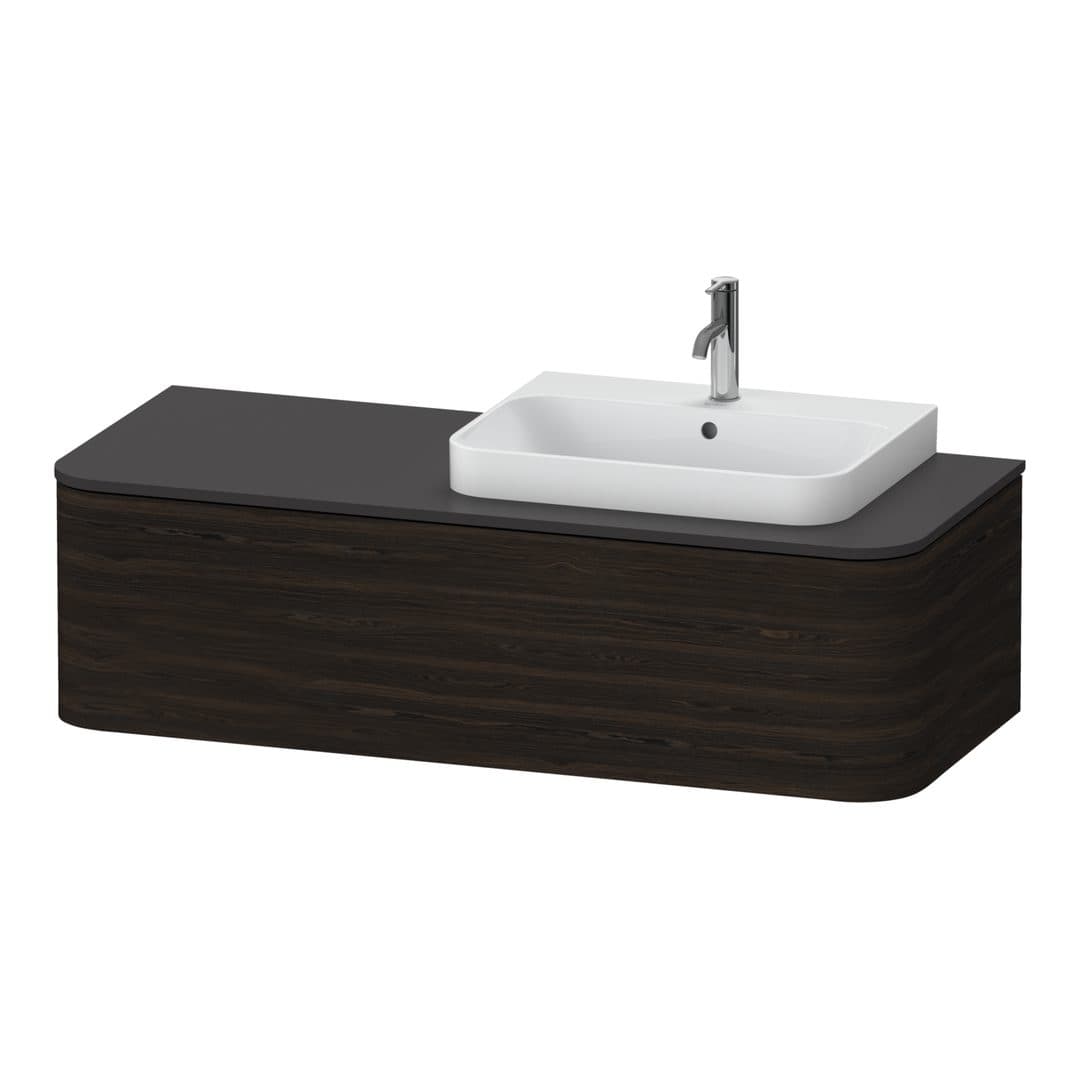 Duravit Happy D.2 – Έπιπλο Νιπτήρα – 1300 mm, για κονσόλα, 1 συρτάρι, νιπτήρας δεξιά – Brushed walnut Matt, Real wood veneer (HP4942R6969)