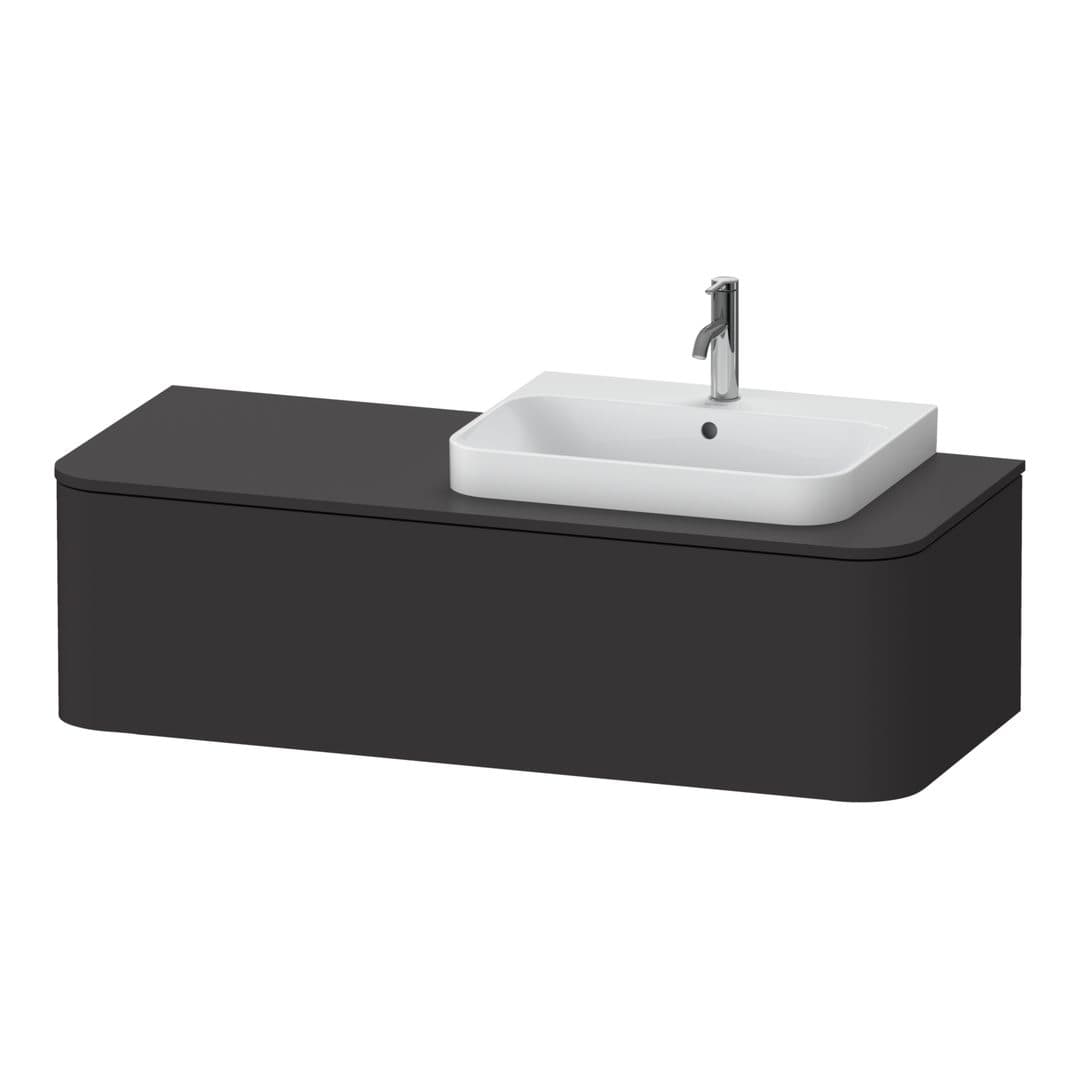 Duravit Happy D.2 – Έπιπλο Νιπτήρα – 1300 mm, για κονσόλα, 1 συρτάρι, νιπτήρας δεξιά – Graphite Super Matt, Decor (HP4942R8080)