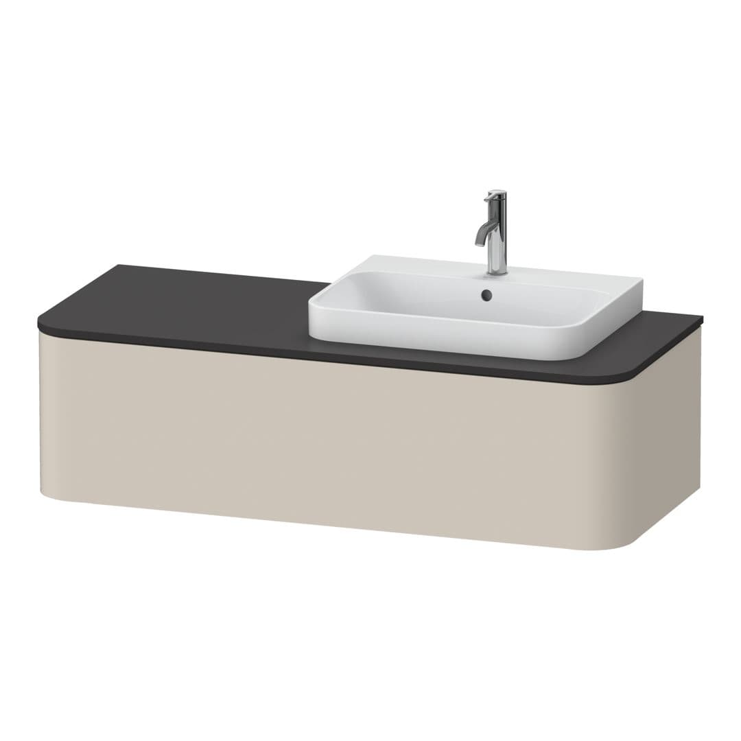 Duravit Happy D.2 – Έπιπλο Νιπτήρα – 1300 mm, για κονσόλα, 1 συρτάρι, νιπτήρας δεξιά – Taupe Super Matt, Decor (HP4942R8383)