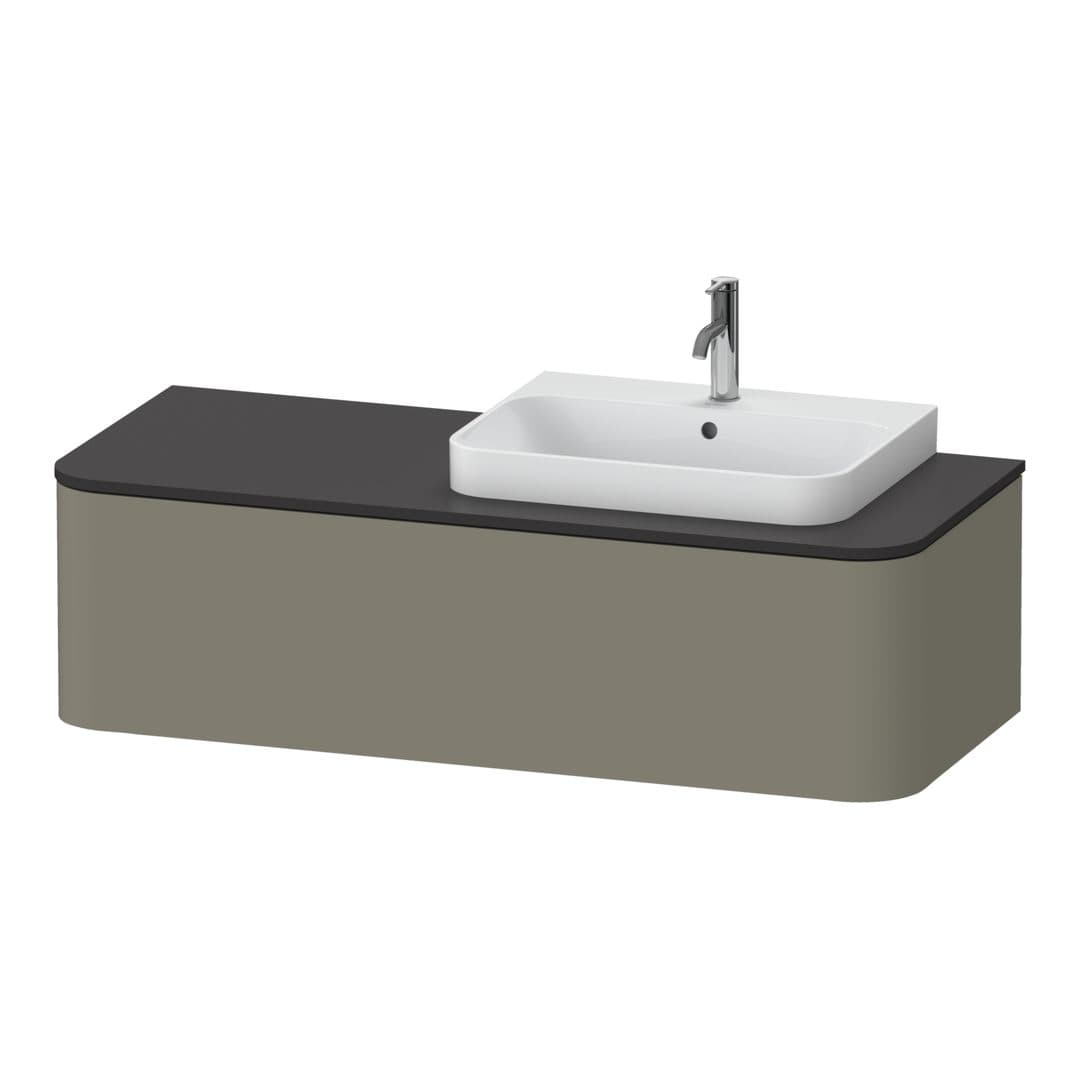 Duravit Happy D.2 – Έπιπλο Νιπτήρα – 1300 mm, για κονσόλα, 1 συρτάρι, νιπτήρας δεξιά – Stone grey Satin Matt, Lacquer (HP4942R9292)