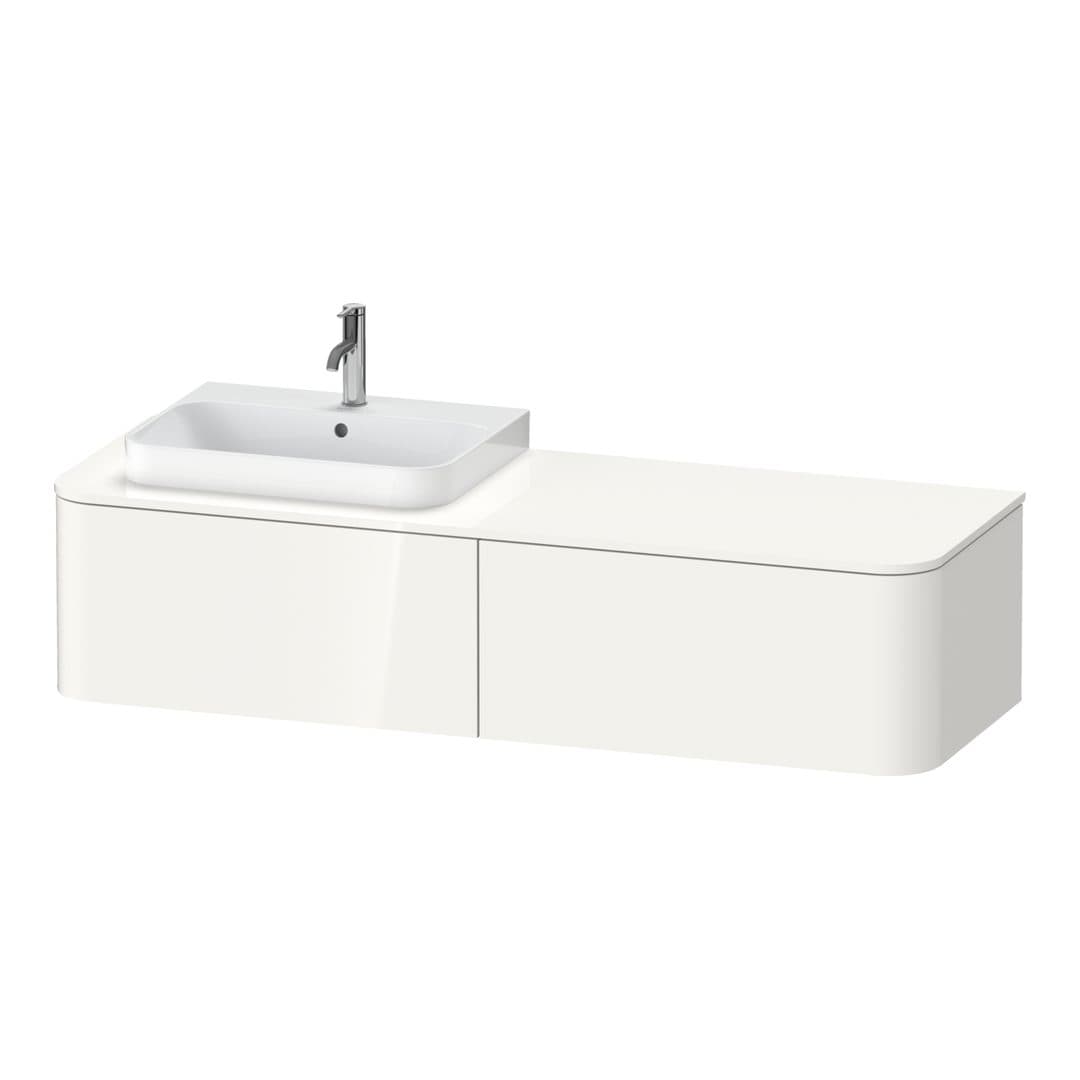 Duravit Happy D.2 – Έπιπλο Νιπτήρα – 1600 mm, για κονσόλα, 2 συρτάρια, νιπτήρας αριστερά – White High Gloss, Decor (HP4944L2222)
