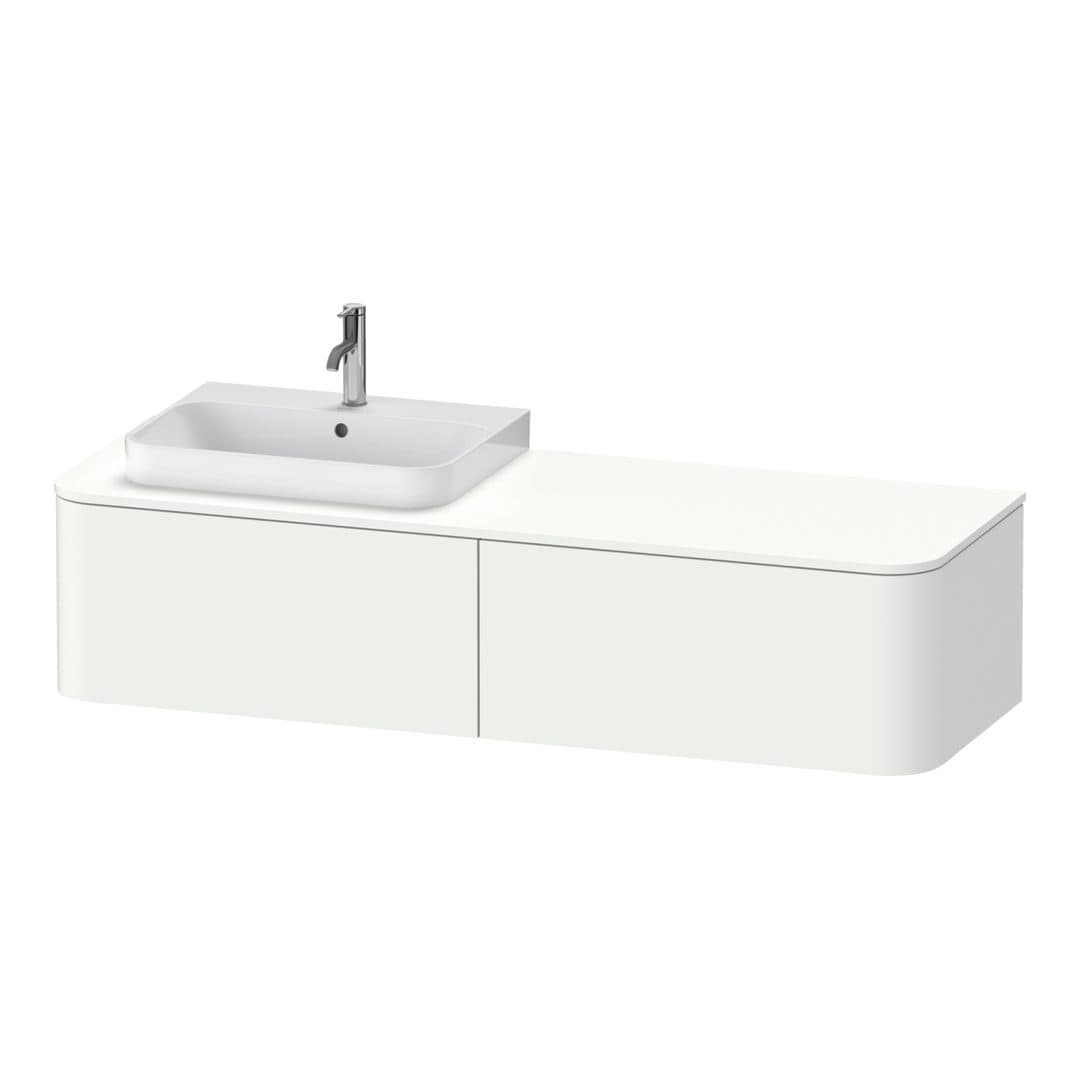 Duravit Happy D.2 – Έπιπλο Νιπτήρα – 1600 mm, για κονσόλα, 2 συρτάρια, νιπτήρας αριστερά – White Satin Matt, Lacquer (HP4944L3636)