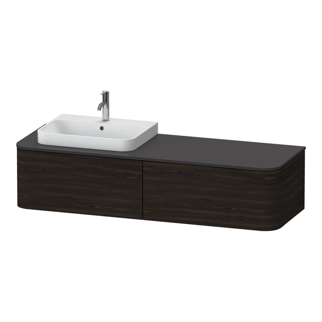 Duravit Happy D.2 – Έπιπλο Νιπτήρα – 1600 mm, για κονσόλα, 2 συρτάρια, νιπτήρας αριστερά – Brushed walnut Matt, Real wood veneer (HP4944L6969)