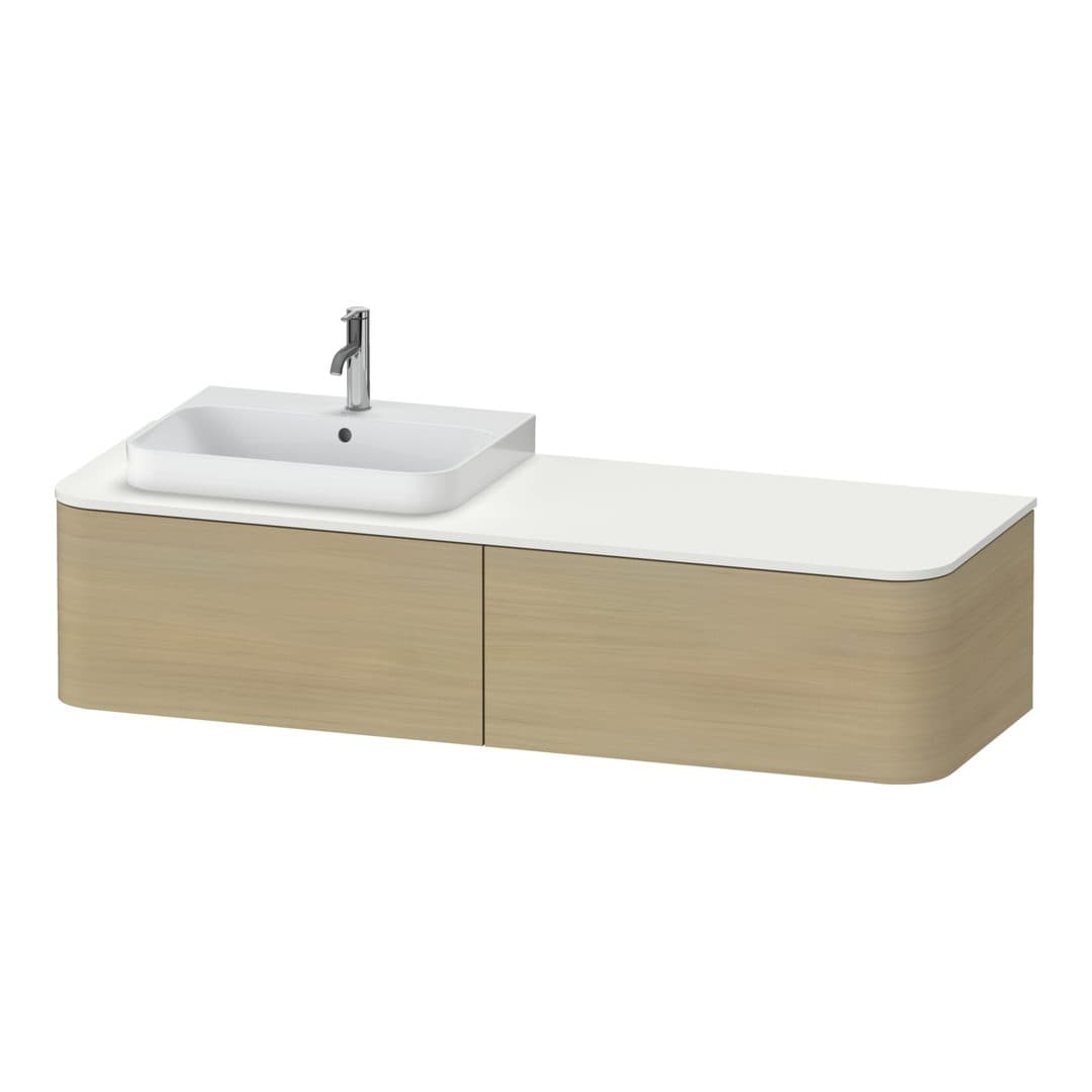Duravit Happy D.2 – Έπιπλο Νιπτήρα – 1600 mm, για κονσόλα, 2 συρτάρια, νιπτήρας αριστερά – Mediterranean oak Matt, Real wood veneer (HP4944L7171)