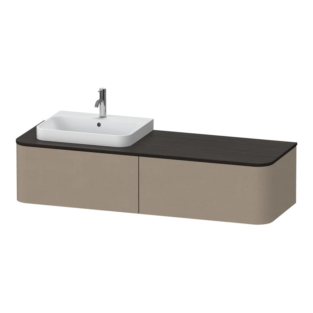 Duravit Happy D.2 – Έπιπλο Νιπτήρα – 1600 mm, για κονσόλα, 2 συρτάρια, νιπτήρας αριστερά – Linen Matt, Decor (HP4944L7575)
