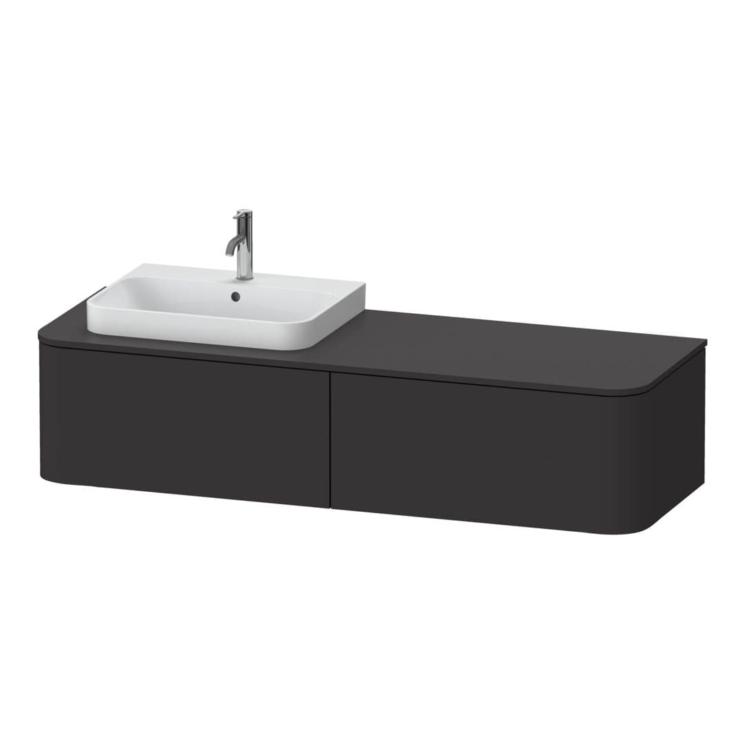 Duravit Happy D.2 – Έπιπλο Νιπτήρα – 1600 mm, για κονσόλα, 2 συρτάρια, νιπτήρας αριστερά – Graphite Super Matt, Decor (HP4944L8080)