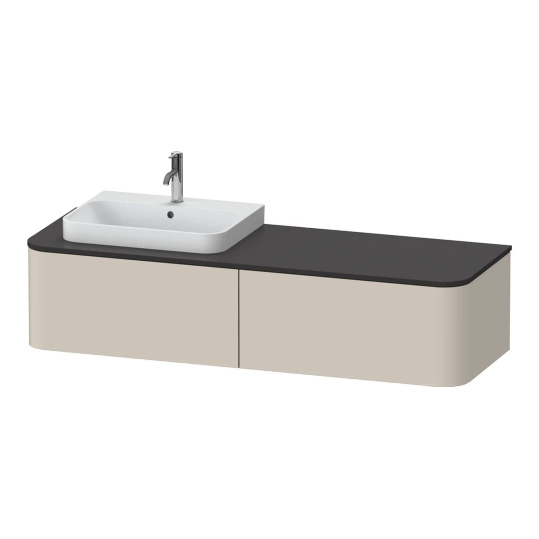 Duravit Happy D.2 – Έπιπλο Νιπτήρα – 1600 mm, για κονσόλα, 2 συρτάρια, νιπτήρας αριστερά – Taupe Super Matt, Decor (HP4944L8383)