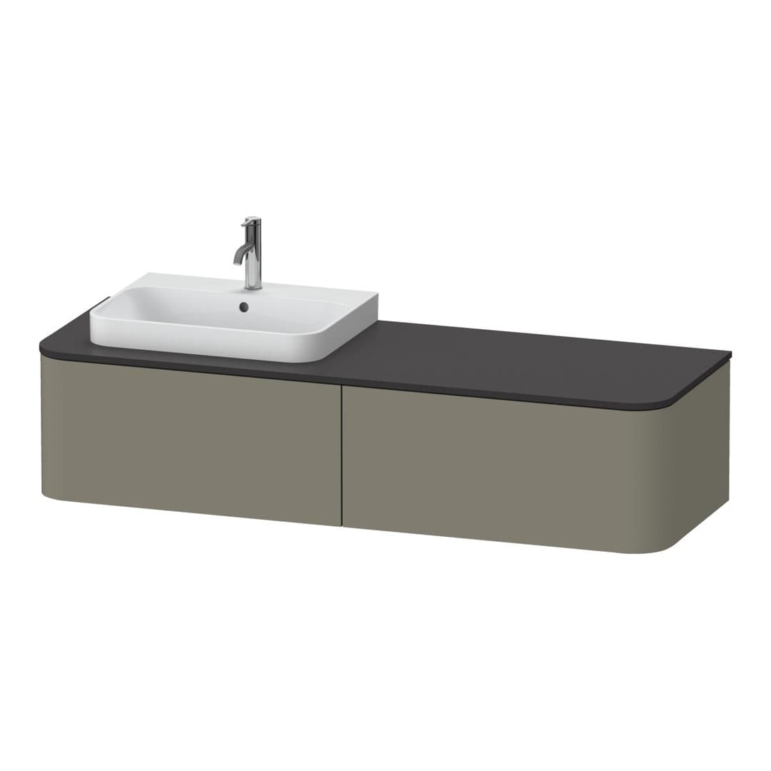 Duravit Happy D.2 – Έπιπλο Νιπτήρα – 1600 mm, για κονσόλα, 2 συρτάρια, νιπτήρας αριστερά – Stone grey Satin Matt, Lacquer (HP4944L9292)