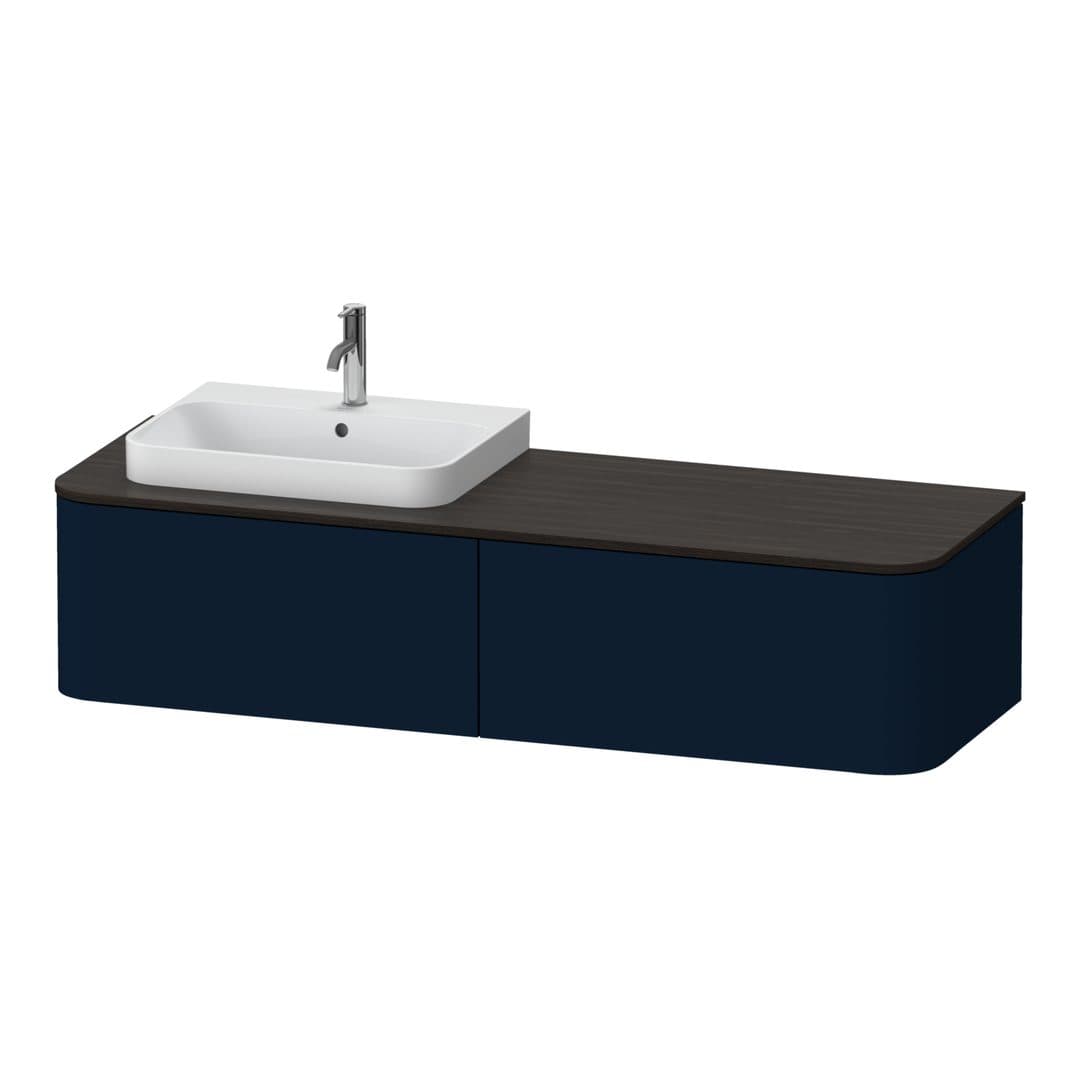 Duravit Happy D.2 – Έπιπλο Νιπτήρα – 1600 mm, για κονσόλα, 2 συρτάρια, νιπτήρας αριστερά – Night blue Satin Matt, Lacquer (HP4944L9898)
