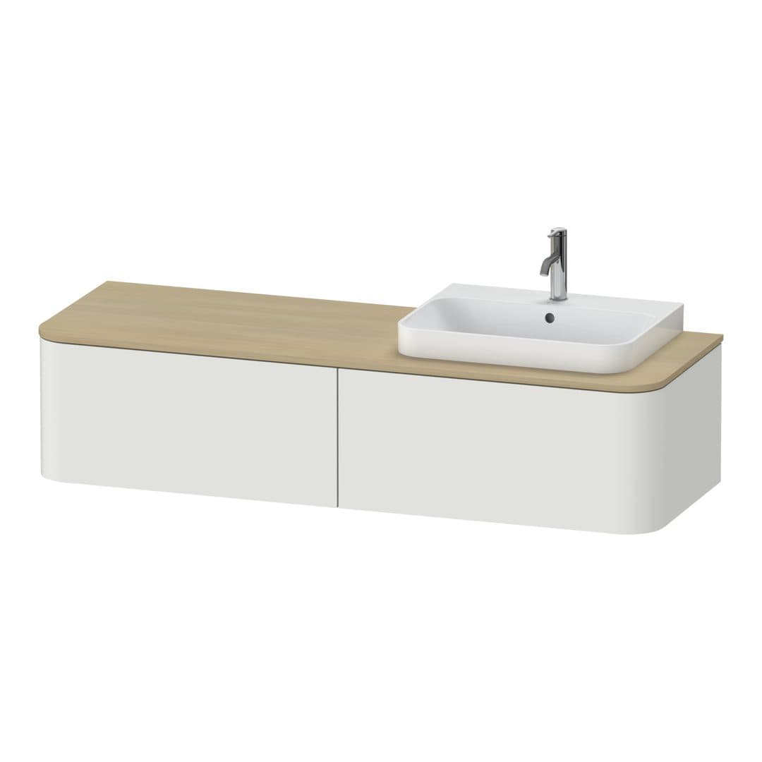 Duravit Happy D.2 – Έπιπλο Νιπτήρα – 1600 mm, για κονσόλα, 2 συρτάρια, νιπτήρας δεξιά – Nordic white Satin Matt, Lacquer (HP4944R3939)