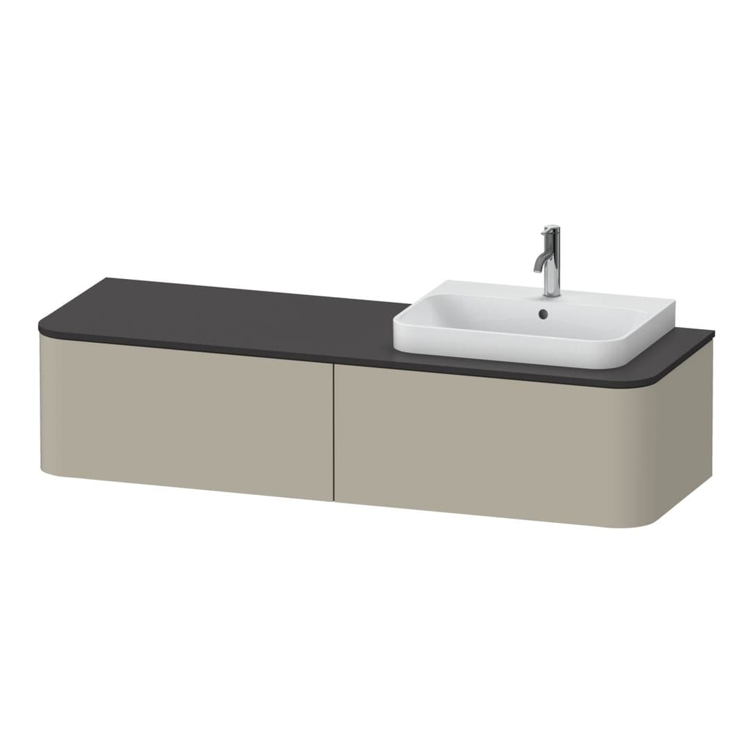 Duravit Happy D.2 – Έπιπλο Νιπτήρα – 1600 mm, για κονσόλα, 2 συρτάρια, νιπτήρας δεξιά – Taupe Satin Matt, Lacquer (HP4944R6060)