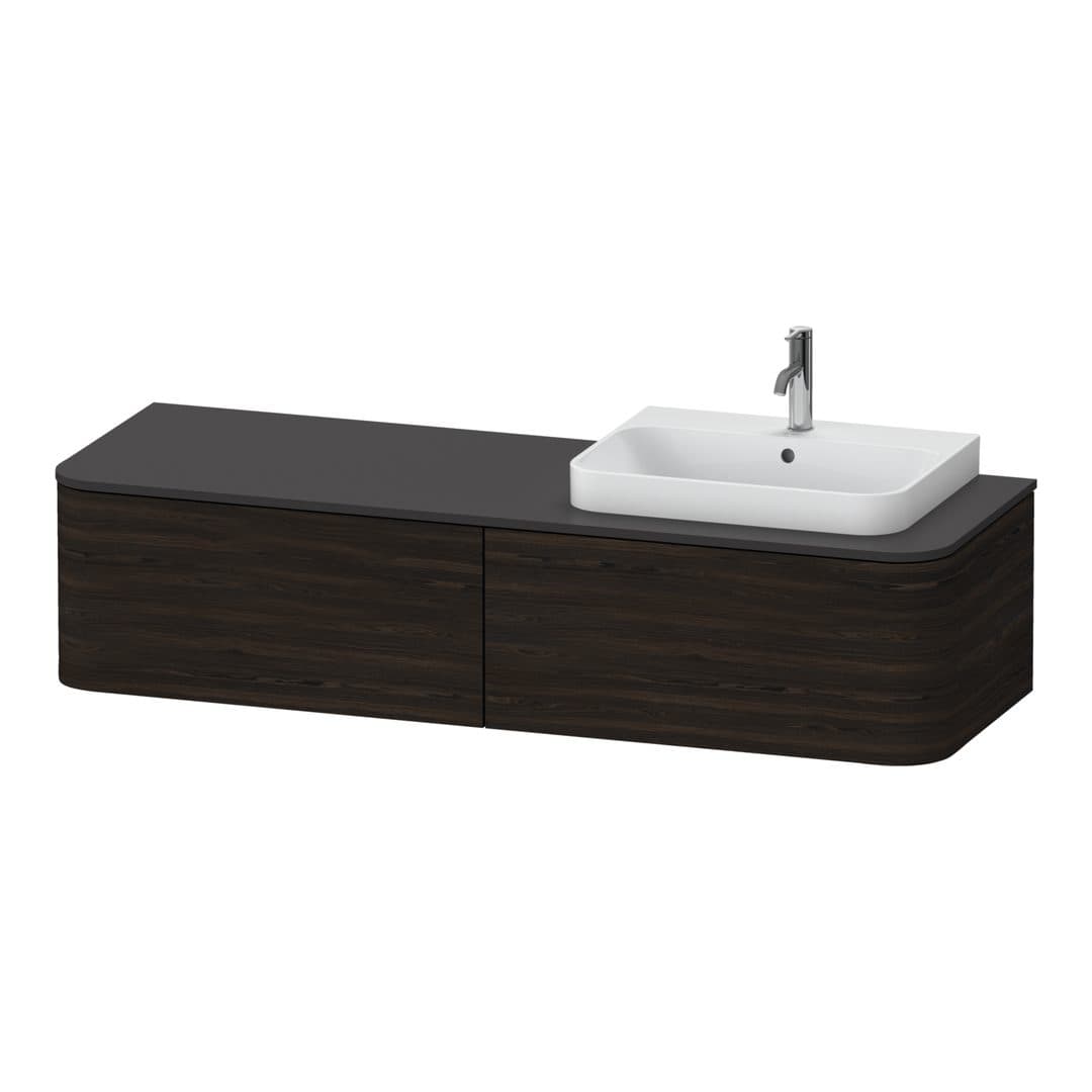 Duravit Happy D.2 – Έπιπλο Νιπτήρα – 1600 mm, για κονσόλα, 2 συρτάρια, νιπτήρας δεξιά – Brushed walnut Matt, Real wood veneer (HP4944R6969)