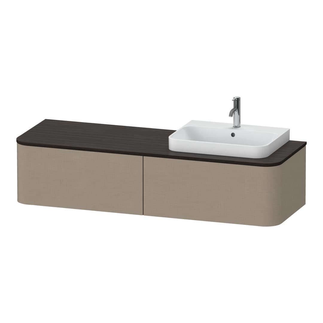 Duravit Happy D.2 – Έπιπλο Νιπτήρα – 1600 mm, για κονσόλα, 2 συρτάρια, νιπτήρας δεξιά – Linen Matt, Decor (HP4944R7575)
