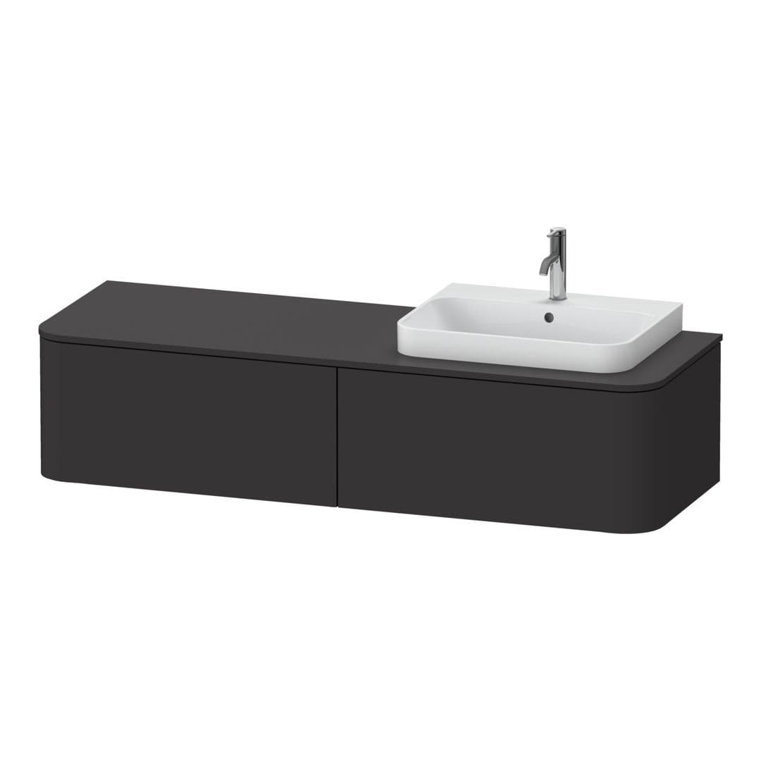 Duravit Happy D.2 – Έπιπλο Νιπτήρα – 1600 mm, για κονσόλα, 2 συρτάρια, νιπτήρας δεξιά – Graphite Super Matt, Decor (HP4944R8080)
