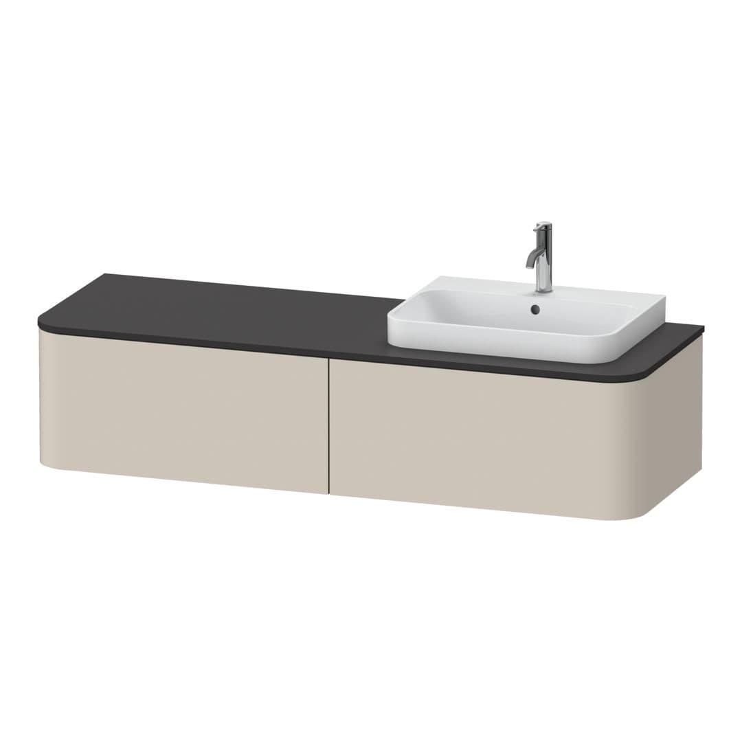Duravit Happy D.2 – Έπιπλο Νιπτήρα – 1600 mm, για κονσόλα, 2 συρτάρια, νιπτήρας δεξιά – Taupe Super Matt, Decor (HP4944R8383)