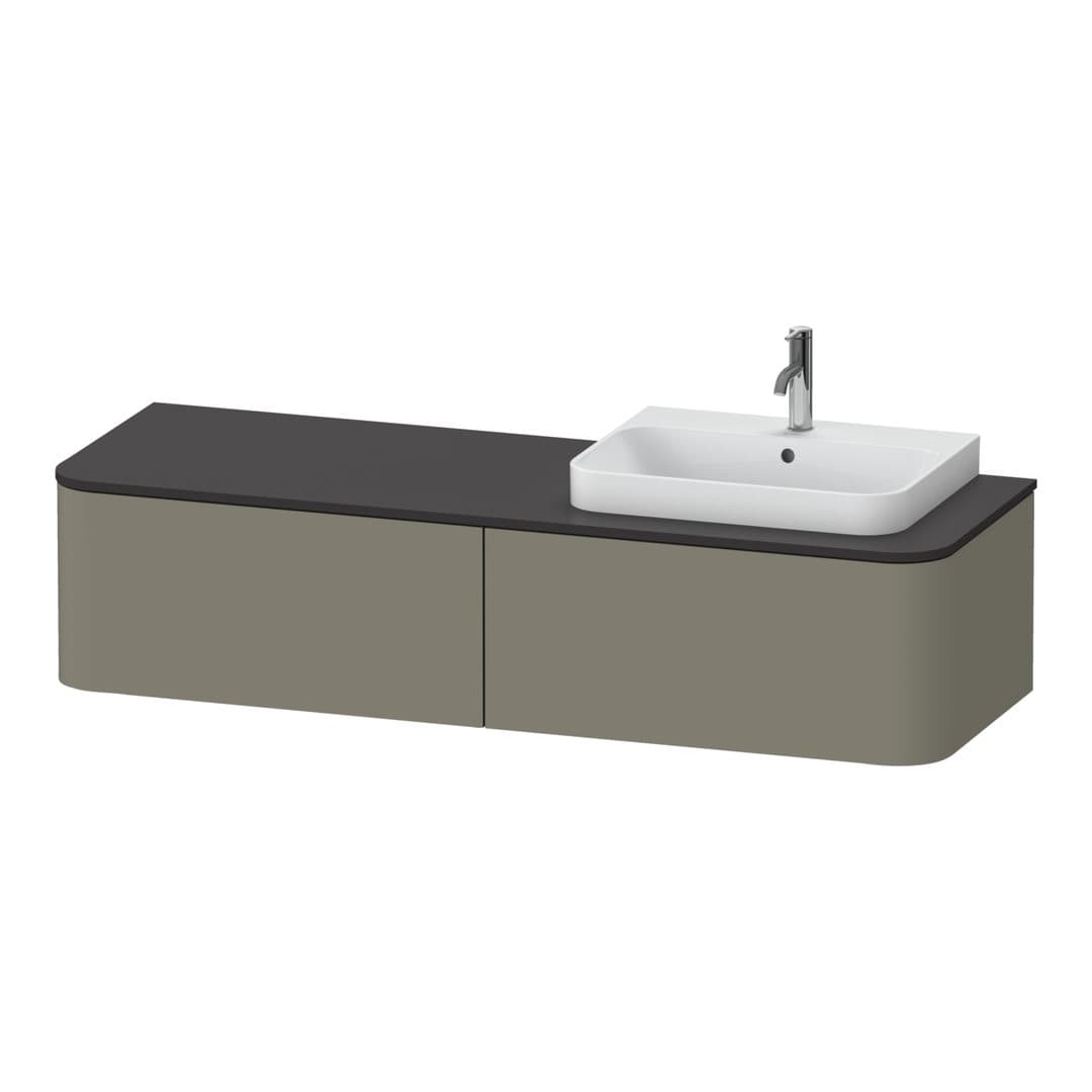 Duravit Happy D.2 – Έπιπλο Νιπτήρα – 1600 mm, για κονσόλα, 2 συρτάρια, νιπτήρας δεξιά – Stone grey Satin Matt, Lacquer (HP4944R9292)