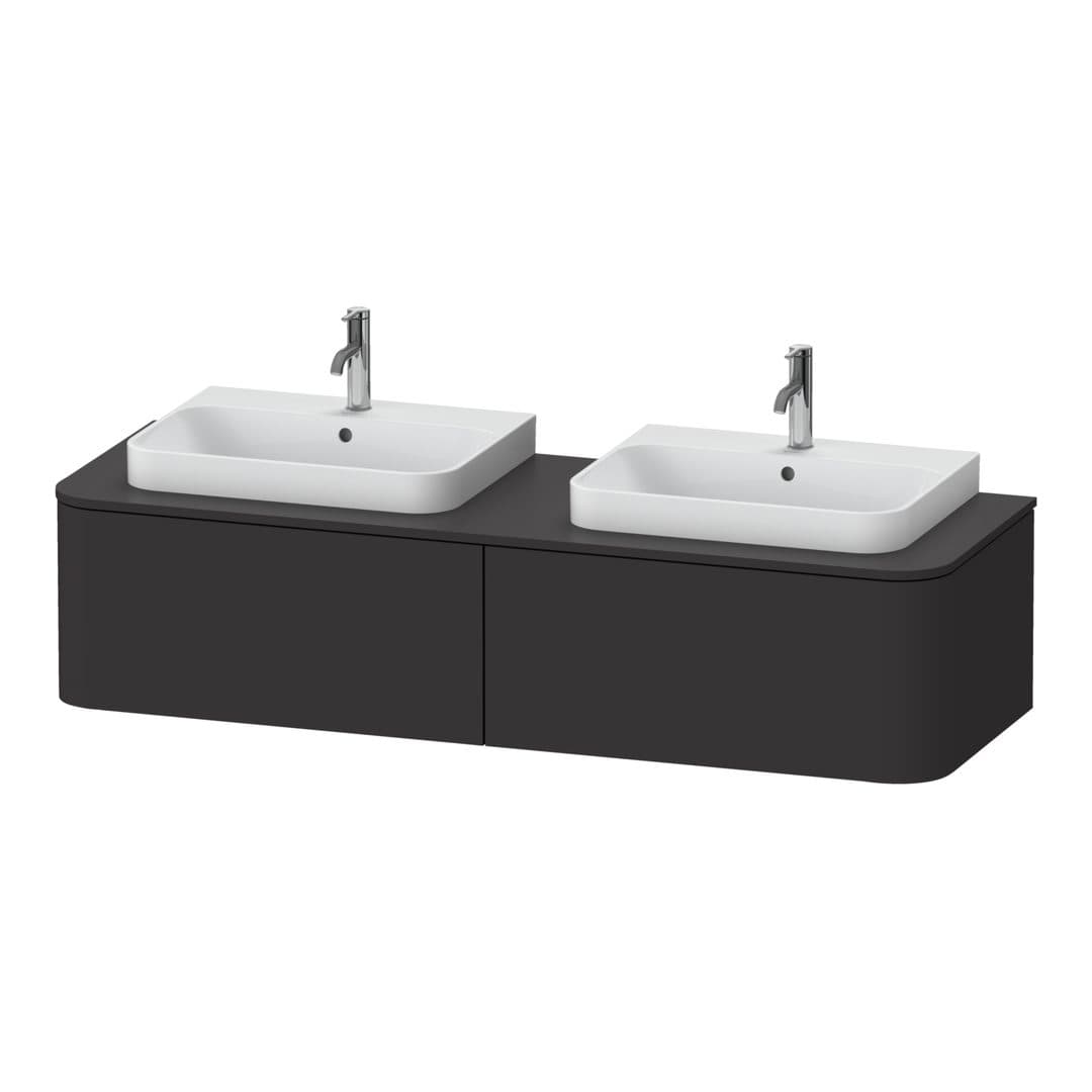 Duravit Happy D.2 – Έπιπλο Νιπτήρα – 1600 mm, για κονσόλα, 2 συρτάρια – Graphite Super Matt, Decor (HP4946B8080)