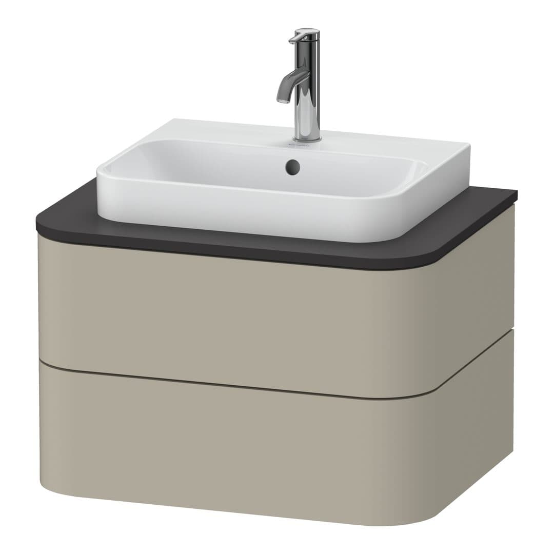Duravit Happy D.2 – Έπιπλο Νιπτήρα – 650 mm, για κονσόλα, 2 συρτάρια, νιπτήρας κέντρο – Taupe Satin Matt, Lacquer (HP496006060)