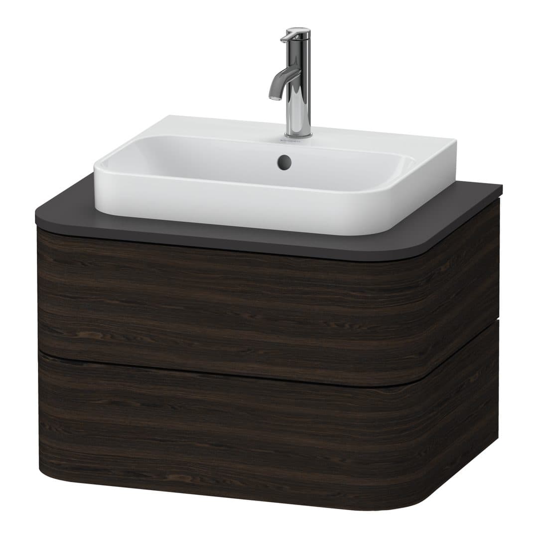 Duravit Happy D.2 – Έπιπλο Νιπτήρα – 650 mm, για κονσόλα, 2 συρτάρια, νιπτήρας κέντρο – Brushed walnut Matt, Real wood veneer (HP496006969)
